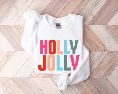 Holly Jolly Sweatshirt, Christmas, Christmas Crewneck, Retro Süßes Weihnachtsoutfit von GrooveApparelCo