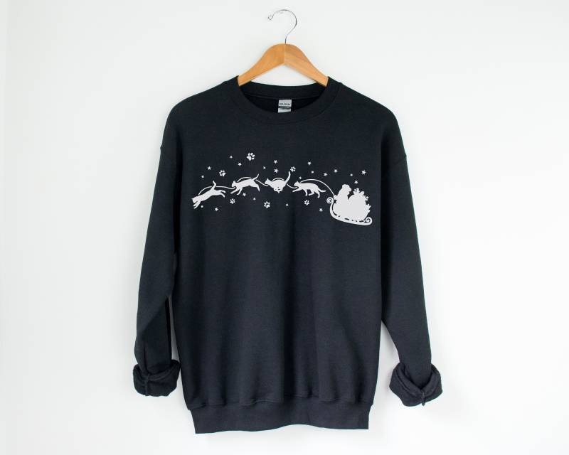 Meowy Christmas Sweatshirt, Weihnachtspullover, Lustiger Katzen, Haustiere, Weihnachtsmann, Frauen Ugly Sweater von GrooveApparelCo