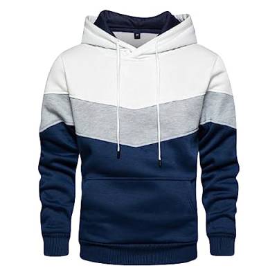 Gsheocm Arbeitspullover Herren;Herren Sweatshirt Herren Casual Hoodie Patchwork Farbe Hoodie Jacke Herbst und Winter Straße Casual Sport lose Hoodie Partner Pullover (White, XXXL) von Gsheocm