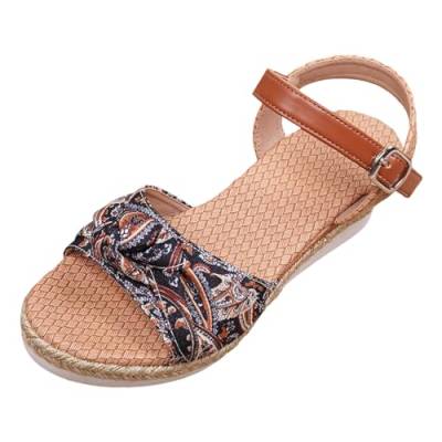 Sandalen Damen Elegant, Keilabsatz Sandaletten, Freizeit Sandale Bowknot Schuhe Dicke Sohlen Sandaletten Sommersandale Übergröße Fashion Römersandalen Keilabsatz Strandsandaletten von Gsheocm