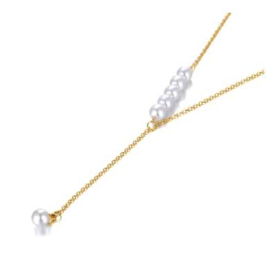 Gu Feng Edelstahl Weiße Perlen Choker Halskette Vintage Schmuck für Frauen von Gu Feng