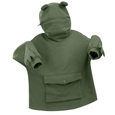 GuliriFe Damen Cute Frog Hoodie Lose Pullover Kapuzenpullover mit Reißverschluss und große Fronttasche (Grün, M) von GuliriFe