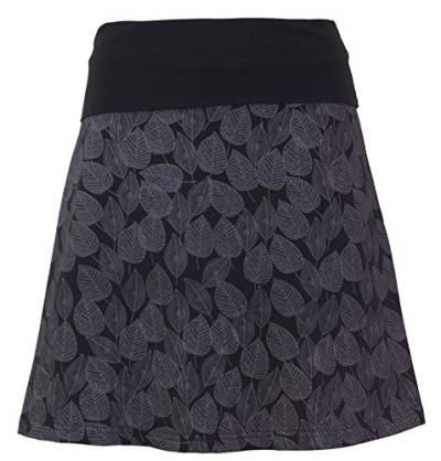 GURU SHOP Minirock aus Bio-Baumwolle, Tellerrock Herbstlaub Print Organic, Schwarz, Size:S (36) von GURU SHOP