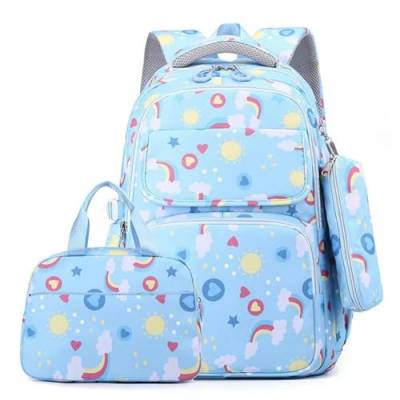 Gyios Rucksack Regenbogen Gedruckte Lunchbeutel Bleistiftkoffer Set Für Kinder Mädchen Jungen Grundschule Schoolbags Kinderbuchbags-blau von Gyios