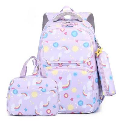 Gyios Rucksack Regenbogen Gedruckte Lunchbeutel Bleistiftkoffer Set Für Kinder Mädchen Jungen Grundschule Schoolbags Kinderbuchbags-lila von Gyios