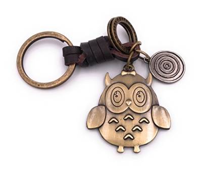 H-Customs Eule Owl Schlüsselanhänger besonderer Anhänger aus Metall Bronze von H-Customs