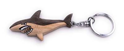H-Customs Weißer Hai Shark Holz Edel Handmade Schlüsselanhänger Anhänger von H-Customs