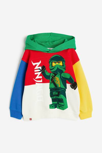 H&M Hoodie mit Print Knallgrün/LEGO NINJAGO, Hoodies in Größe 92. Farbe: Bright green/lego ninjago von H&M