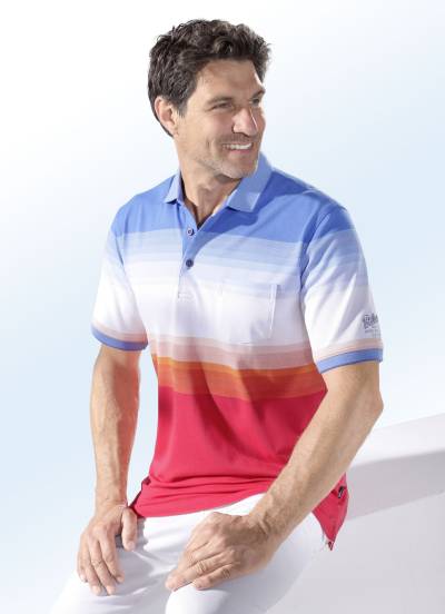 „Hajo“ Poloshirt in 2 Farben, Bleu-Rot, Größe 46 von HAJO SPORTSWEAR