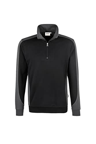 HAKRO Zip Sweatshirt Contrast Performance, HK476-schwarz, 6XL von HAKRO