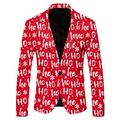 HAQUOS Herren-Anzug mit Weihnachts-Schneeflocke und Weihnachtsmann-Motiv, Taschen-Knopf Herrenmantel Kurzmantel Wintermantel Damen von HAQUOS