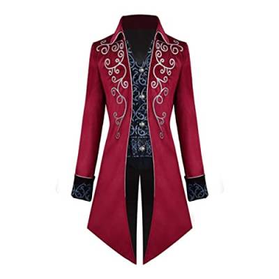 Herren Mode Mantel Jacke Jacke Vintage Frack Gothic Frock Langarm Mode Bedruckter Mantel Schwarzer Mantel Wolle Silber Metallic Herren von HAQUOS