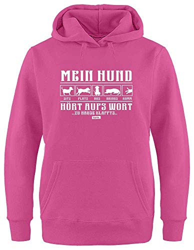 HARIZ Damen Hoodie Mein Hund Hört Aufs Wort 2 Hund Haustier Plus Geschenkkarte Pink L von HARIZ