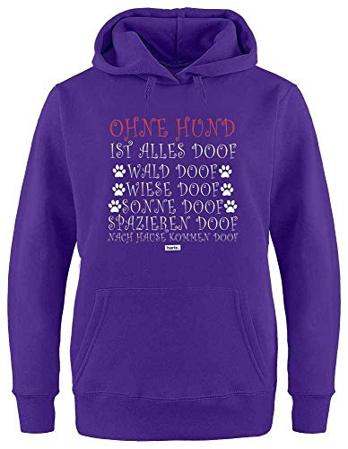 HARIZ Damen Hoodie Ohne Hund Ist Alles Doof 3 Hund Herrchen Plus Geschenkkarten Lila S von HARIZ