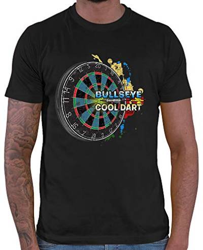 HARIZ Herren T-Shirt Bullseye Cool Dartscheibe Dart Darten Dartscheibe Sport Fun Trikot Inkl. Geschenk Karte Schwarz L von HARIZ