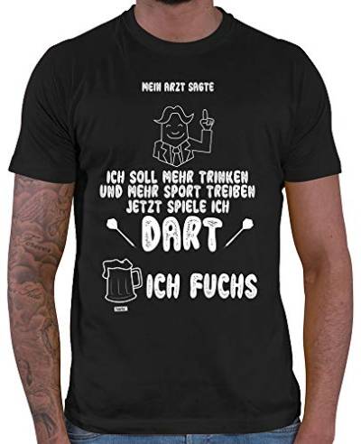 HARIZ Herren T-Shirt Mein Arzt Sagte Dart Darten Dartscheibe Sport Fun Trikot Inkl. Geschenk Karte Schwarz 4XL von HARIZ