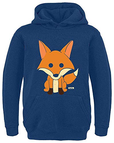 HARIZ Kinder Hoodie Fuchs Süß Schmunzelnd Süß Tiere Dschungel Inkl. Geschenk Karte Navy Blau 116/5-6 Jahre von HARIZ