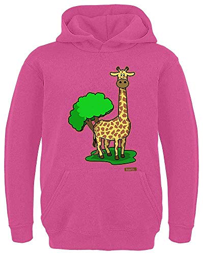 HARIZ Kinder Hoodie Giraffe Langer Hals Tiere Kindergarten Plus Geschenkkarte Pink 128/7-8 Jahre von HARIZ