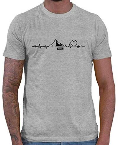 HARIZ - Shirt Wandern - Snowboard Freestyle Winter - wandern zubehör - Herren T-Shirt und Männer Tshirt Grau Meliert S von HARIZ