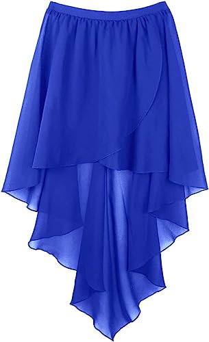 HEARTTOUCH Ballett Wickelrock Damen Chiffon Tanzröcke Asymmetrischer Sheer Ballettrock Gymnastik Tanz Rock Ballettkleidung Dancewear (Blau,Einheitsgröße) von HEARTTOUCH