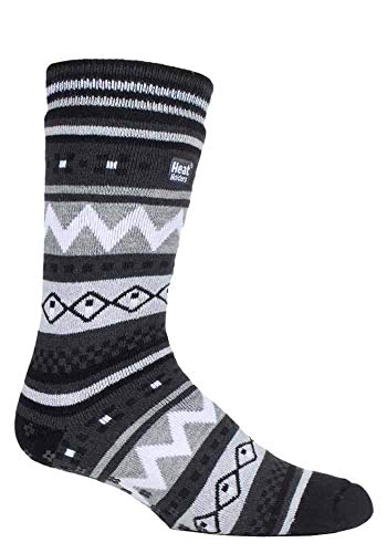 HEAT HOLDERS - Herren Thermo Winter Stopper Antirutsch Bunt Kuschelsocken mit Abs Sohle (39/45, Black/Charcoal (Soul)) von HEAT HOLDERS