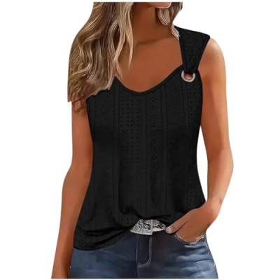 Tank Top Damen Sommer Ärmellose Shirts Sexy Aushöhlen Tops Baumwolle Oberteile Rundhals Sommerwesten Spaghetti Cami Unterhemden Basic Tees Shirt Mode Lockere Blusen Tuniken Lässige Sportkleidung von HEITUI