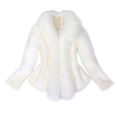 Faux Fur Mantel, Kunstpelz Jacke Damen Winter Langarm Pelzmantel Herbst Winter Elegant Warm Felljacke-Fellmantel Fell-Poncho Cardigan FüR Frauen Hochzeit Abend Braut Brautschal Mantel Jacke von HHMY