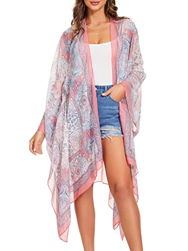 HIKARO Damen-Bikini, Blumenmuster, Kimono-Strickjacke, Pareos Bademode Cover Up von HIKARO