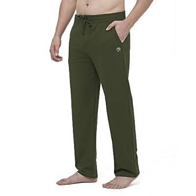HMIYA Herren Jogginghose Baumwolle Sweathose Lange Atmungsaktiv Sporthose Yogahose Klassische Trainingshose mit Taschen(Armeegrün 01,4XL) von HMIYA