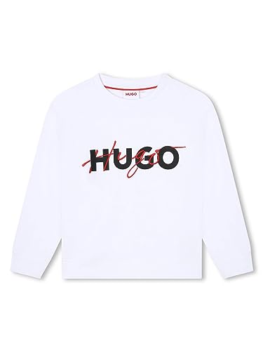 HUGO G25153 Sweatshirt für Kinder, Rundhalsausschnitt, Weiß, weiß, 16 Jahre von HUGO