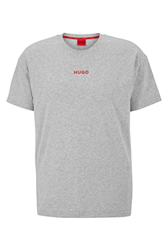 HUGO Herren Linked T-Shirt Relaxed-Fit Pyjama-Shirt aus Stretch-Baumwolle mit Logo Grau S von HUGO