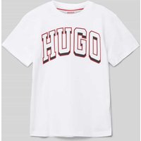 HUGO T-Shirt mit Label-Print in Weiss, Größe 140 von HUGO