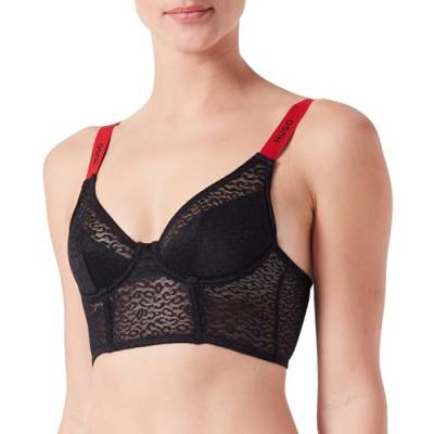 Hugo Damen Crop Top Sporty Lace Bra, Black1, XL EU von HUGO