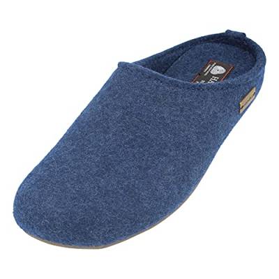 HAFLINGER Everest Fundus Filzpantoffeln im schlichten Design Jeans, Gr. 41 von HAFLINGER