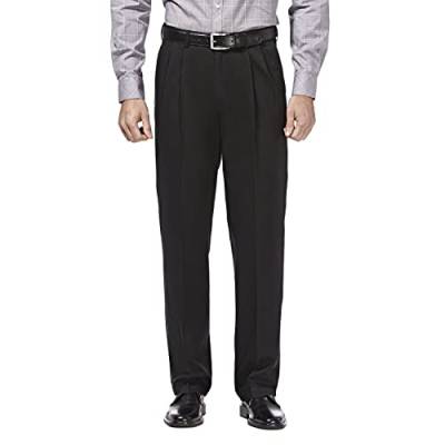 Haggar Premium No Iron Stretch Classic Fit Pleated Pants Black 40x34 von Haggar