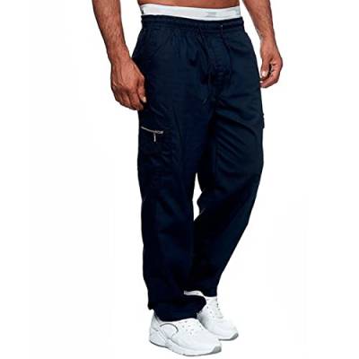 Cargo-Jogginghose für Herren, leger, Sport, Kordelzug, dünne Jogginghose, navy, 34-37 von Halfword