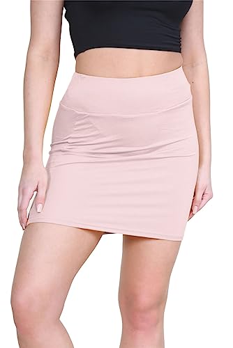 Hamishkane® Damen Elastischer Microrock Y2k Hohe Taille Minirock Bodycon Einfarbig Bleistift Dehnbar Sexy Rock für Frauen UK, nude, 40-42 von Hamishkane