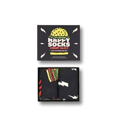 Happy Socks 2-Pack Burger Socken für Damen und Herren, lustige bunte schwarz crew Socken als Geschenk Größe 36-40 von Happy Socks
