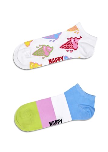 Happy Socks 2er Pack niedrige Socken, gestreifte bunte Baumwolle Sommersocken, lustig Geschenkbox für Damen und Herren von Happy Socks