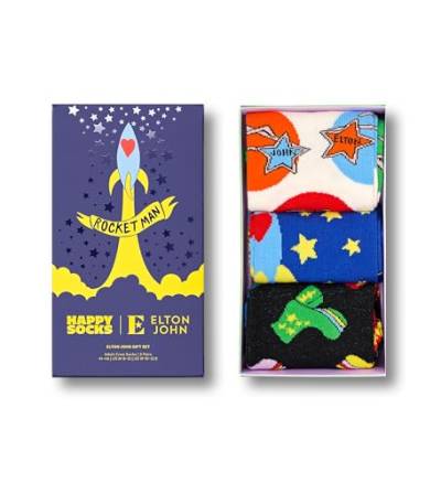 Happy Socks 3er Pack Elton John Socken, lustig Geschenkbox mit Musik Baumwolle Socken für Damen und Herren von Happy Socks