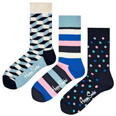Happy Socks 3er Pack Sonderangebot Gemusterte Lustige Socken Geschenkbox Baumwolle für Damen & Herren, 36-40 von Happy Socks