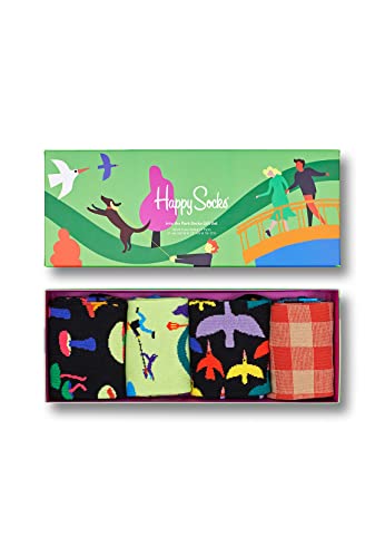 Happy Socks 4-Pack Into The Park Socks Set, farbenfrohe und fröhliche, Socken für Männer und Frauen, Grün (36-40) von Happy Socks