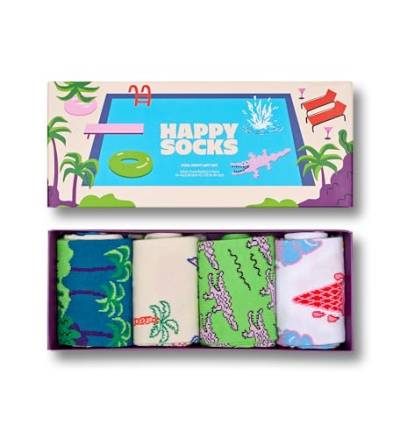 Happy Socks 4er Pack bunte Baumwolle Socken, lustige sommersocken in Geschenkbox für Damen und Herren von Happy Socks