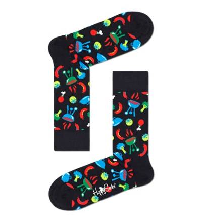 Happy Socks Barbeque Sock, farbenfrohe und fröhliche, Socken für Männer und Frauen, Schwarz-Blau-Rot-Weiß (36-40) von Happy Socks