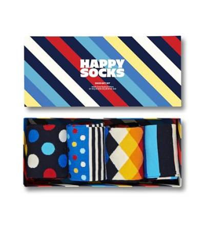 Happy Socks – Gemischt farbenfrohe Geschenkbox an Baumwollsocken für Männer und Frauen, Stripe Gift Box, 36-40 von Happy Socks