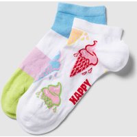 Happy Socks Sneakersocken mit Allover-Muster Modell 'Ice Cream & Stripe' in Offwhite, Größe 36/40 von Happy Socks