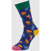 Happy Socks Socken mit Allover-Muster Modell 'BURGER' in Marine, Größe 36/40 von Happy Socks