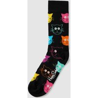Happy Socks Socken mit Allover-Muster Modell 'CAT' in Black, Größe 36/40 von Happy Socks