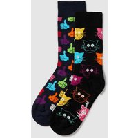 Happy Socks Socken mit Allover-Muster Modell 'Cat' in Black, Größe 36/40 von Happy Socks