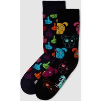 Happy Socks Socken mit Allover-Muster im 2er-Pack Modell 'Dog' in Black, Größe 36/40 von Happy Socks